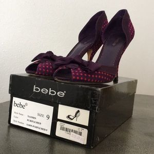 bebe Yasmin Purple and Red Peep-toe pump (size 9)